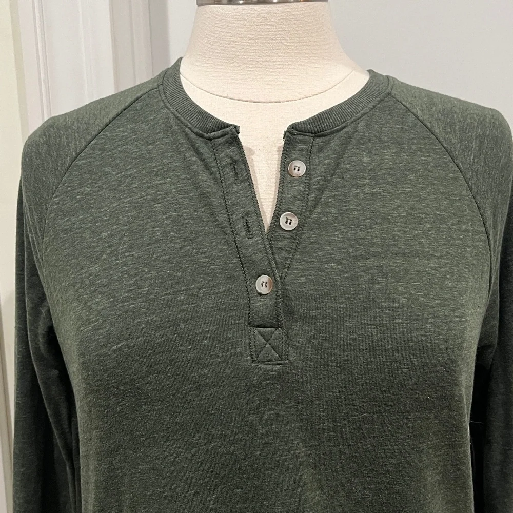 Marine Layer Double Knit Long Sleeve Henley Green Size‎ Large - Picture 3 of 13